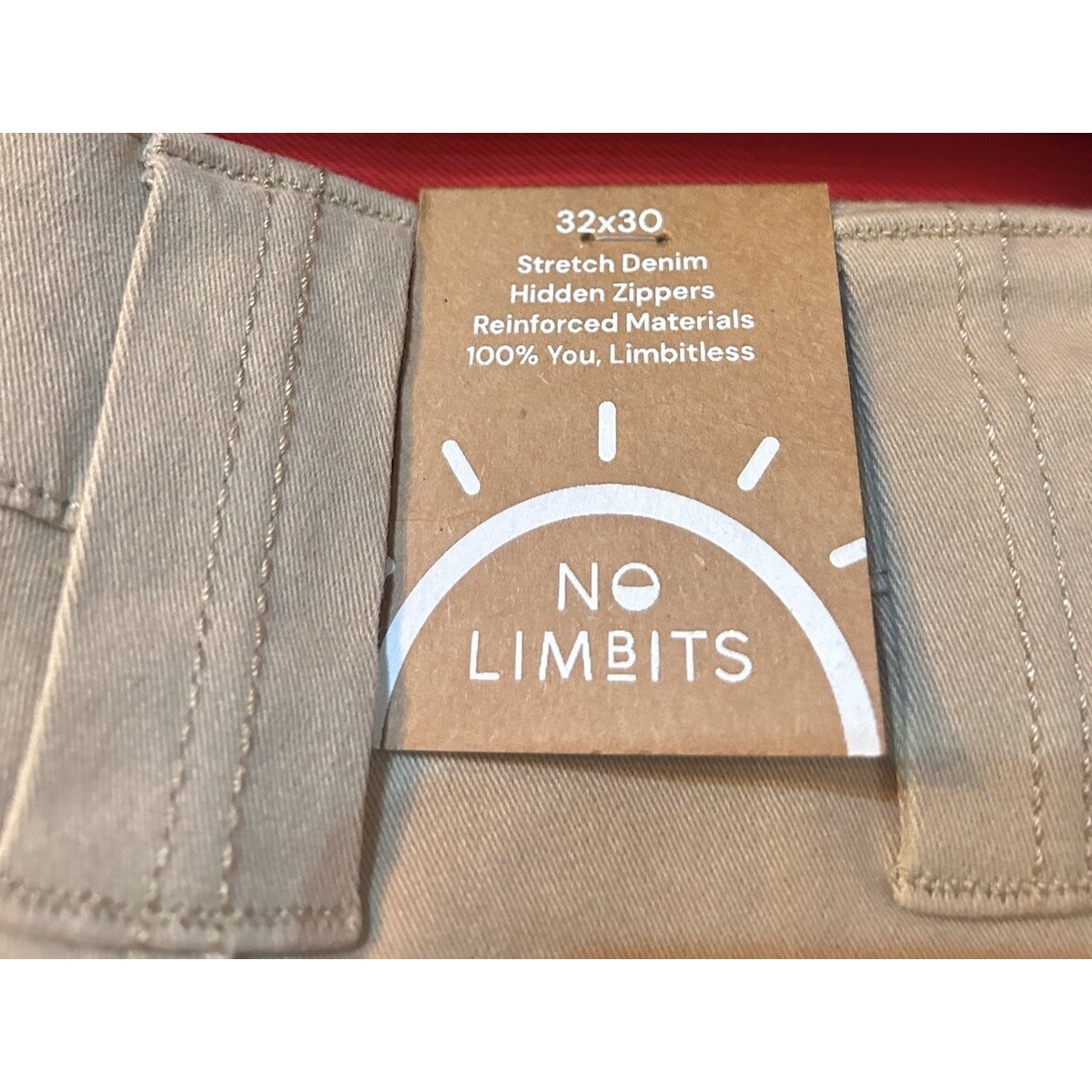 No Limbits Stretch Denim Khaki Hidden Zipper Pants 32x30 Men's Wheelchair Pants — image 7 of 8